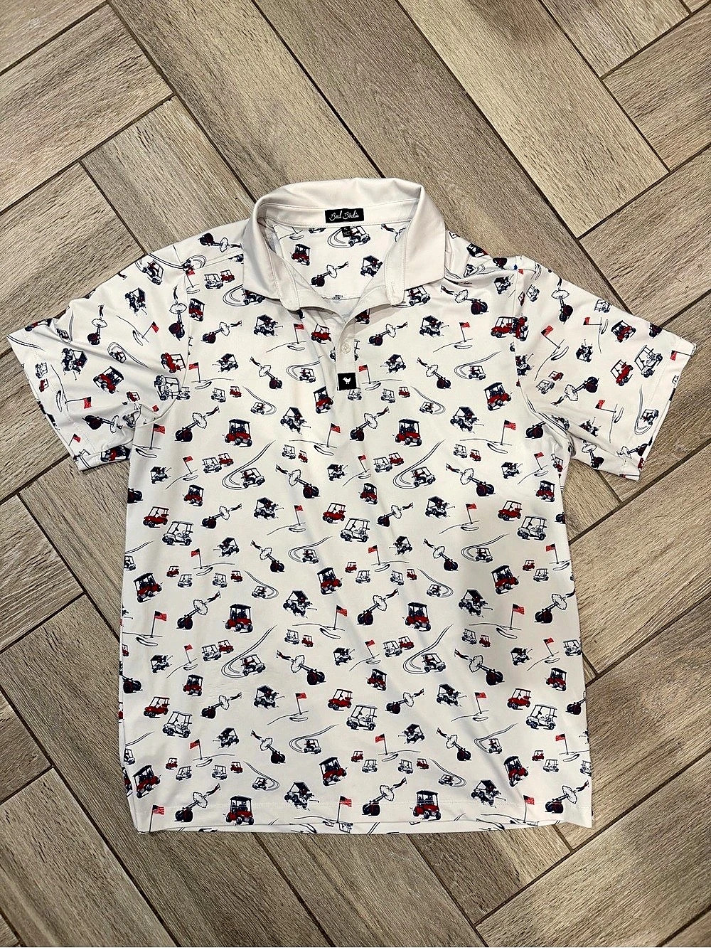 Bad Birdie Check Out My Cart Polo Golf Shirt NWOT